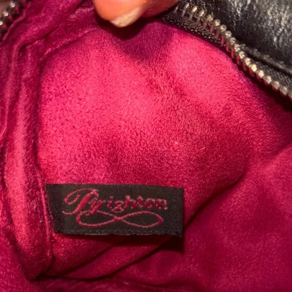 Brighton Quilted Black Leather Crossbody with Silver Chain Strap - Picture 7 of 7